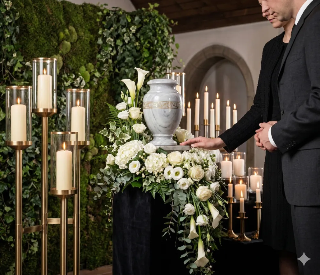 Rodzina żegna zmarłego podczas pogrzebu. Przystań obsługuje krematorium gdańsk i organizuje kremacje i pochówki urnowe.